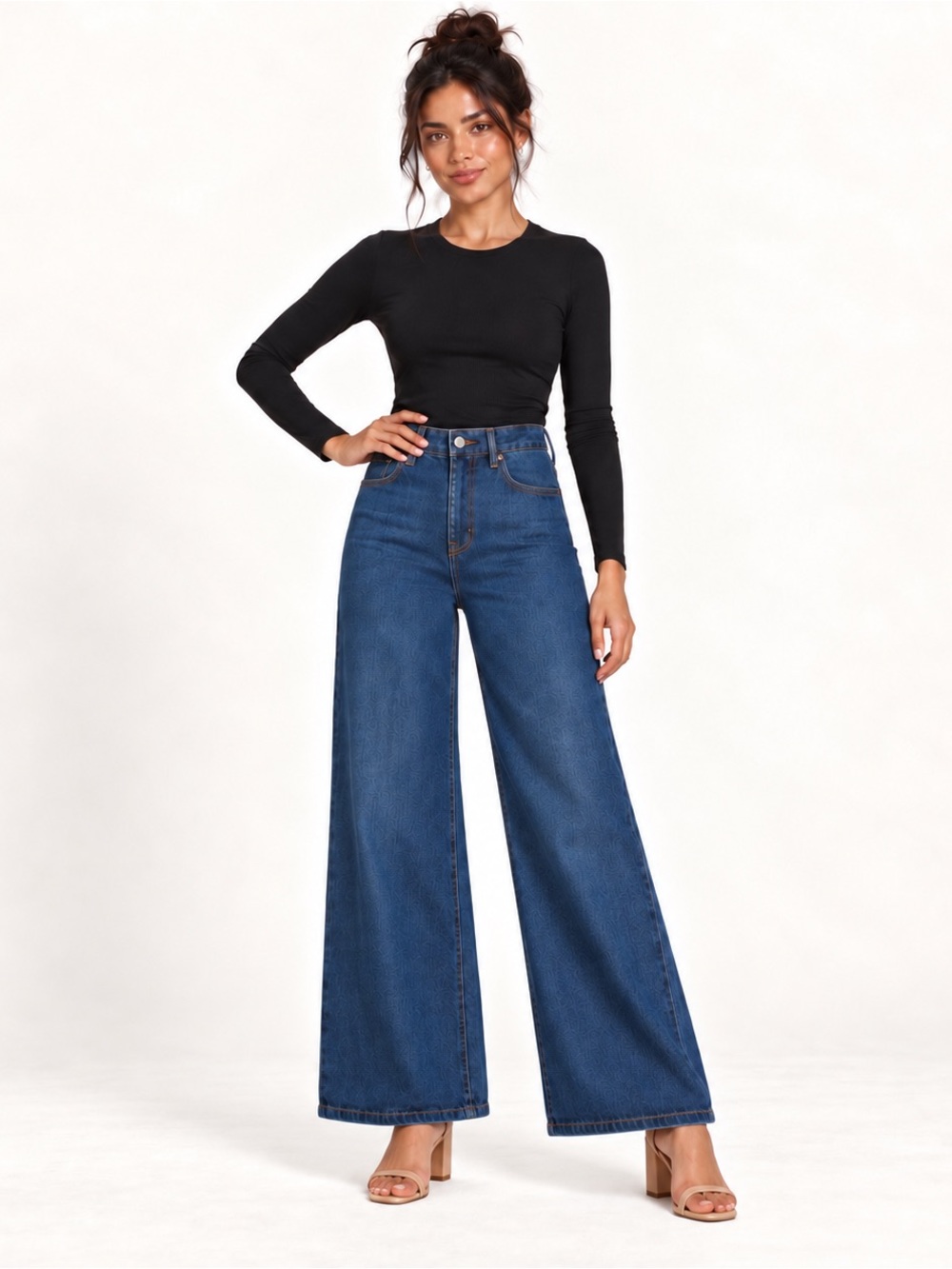 FRAME Le Slim Palazzo High Rise Wide Leg Jeans in Australia Blue Denim Size 28